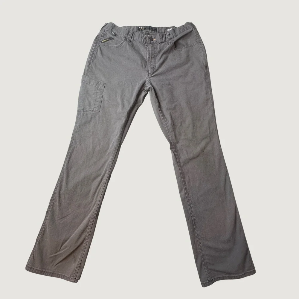 Ariat M4 Pants Mens 36x36 Grey Rebar Relaxed Straight Tough Canvas Utility Work